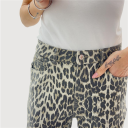 jeans elasticizzato wide leg leopard